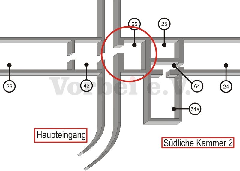 Lage des Zuganges zum Raum 65 (Drainagepumpen) in der GSVBw 47.