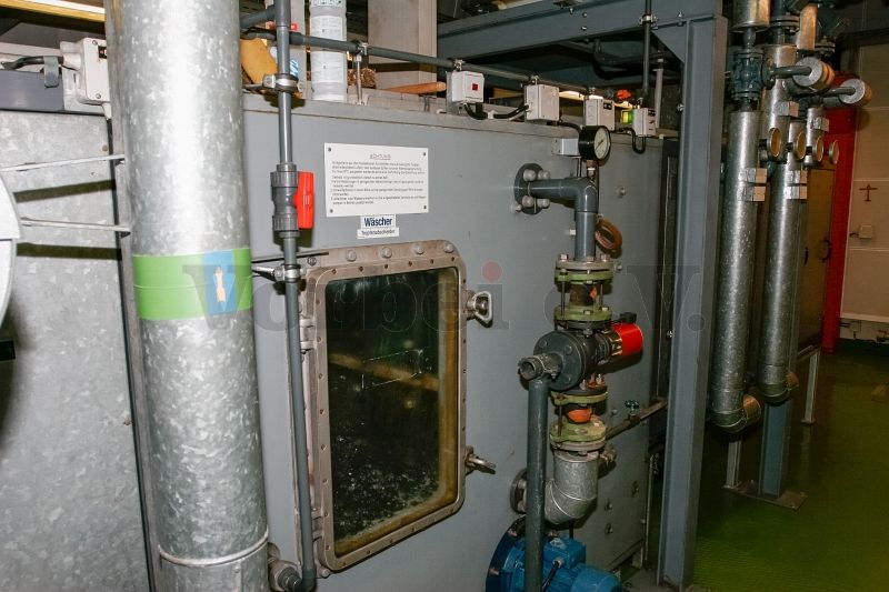 Zuluftwaschanlage im Raum 24 in der GSVBw 47 Niederbrombach. Die darin verbauten Filtermatten wurden in regelmäßigen Abständen ausgebaut und von Hand mit Reinigungsmitteln gesäubert.
