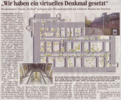 Pressebericht “Wir haben ein virtuelles Denkmal gesetzt”. Erschienen am 2. April 2008 in der Neuen Deister-Zeitung
