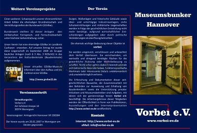 Informationsfaltblatt “Museumsbunker Hannover”.