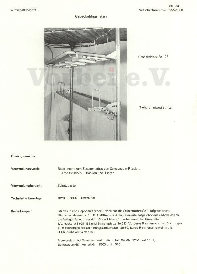 Katalogabschnitt Selbstschutz-Möblierungsgerät - Se-Gerät - Schutzraum - Se-Einzelteile - Bunker