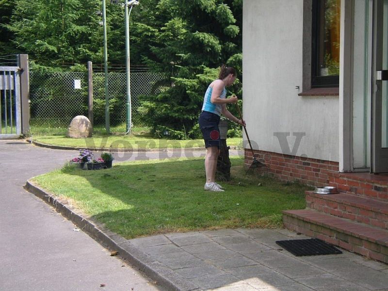 Pflege der Rasenfläche am Unterkunftsgebäude (Objekt 2).