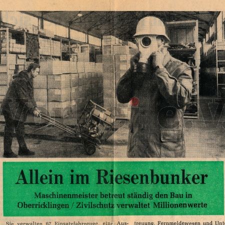 Das Foto zeigt einen Ausschnitt aus dem Bericht "Allein im Riesenbunker", der am 15. April 1969 in der Hannoverschen Allgemeinen Zeitung erschienen ist. Er beinhaltet auch Informationen zum Schutzbau Wallensteinstraße - dem heutigen Museumsbunker Hannover.