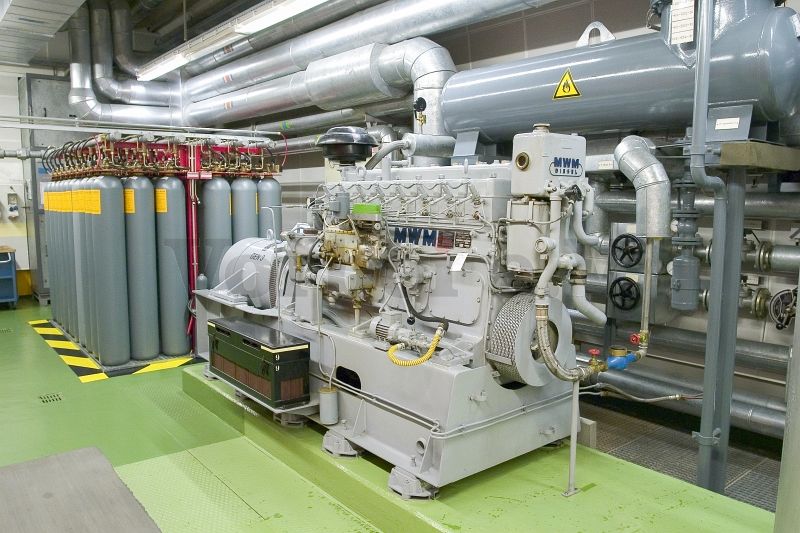 Dieselmaschinensatz und Inergen-Löschanlage im Raum 20 in der GSVBw 47 Niederbrombach.